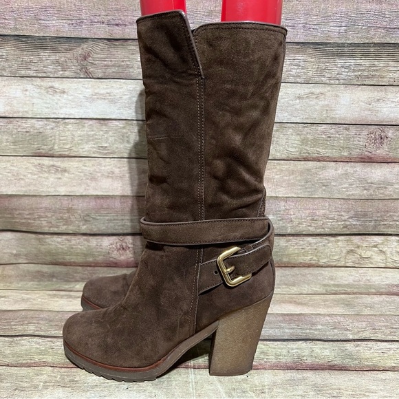 Prada Brown Suede Heeled Boots - Picture 1 of 11